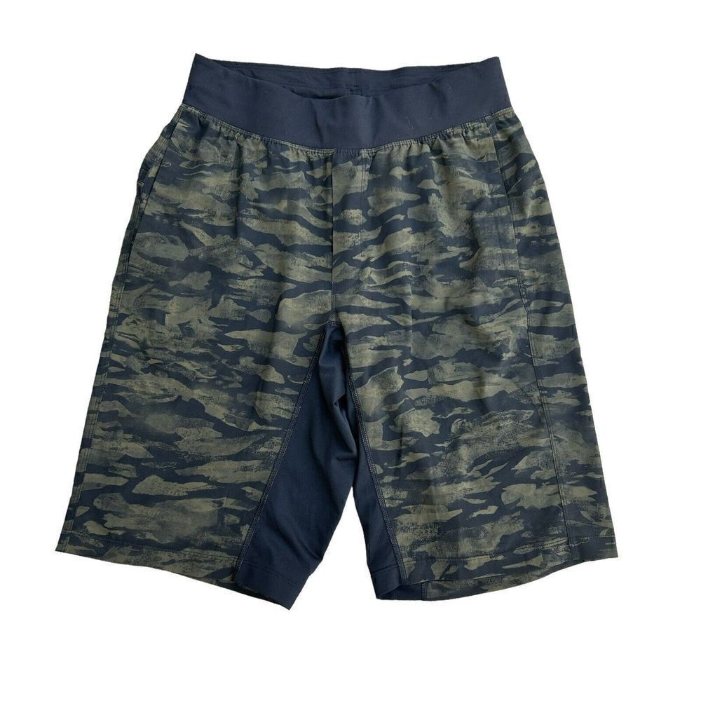 Lululemon Mens Camo Green Black T.H.E. Linerless Athletic Shorts - Small
